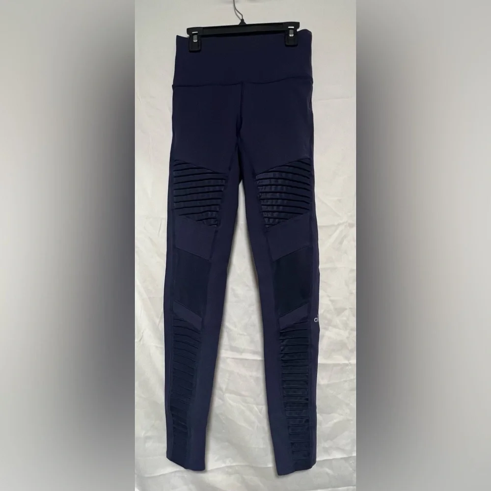 ALO Yoga Navy High Waisted Moto Leggings Activewear Workout Running Gym Casual
